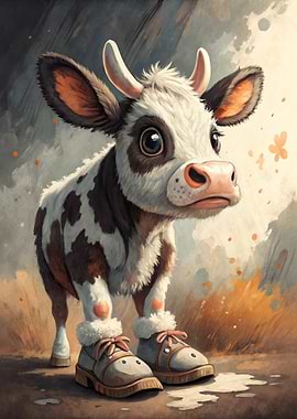 Cartoon Cow Wearing Shoes