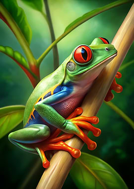 Red-Eyed Tree Frog on Branch