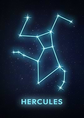 Hercules Constellation on Starry Night Sky