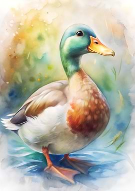 Watercolor Duck Portrait
