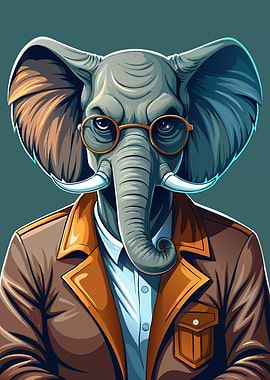 Elephant in a Suit and Glasses