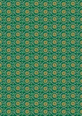 Floral Pattern on Green Background