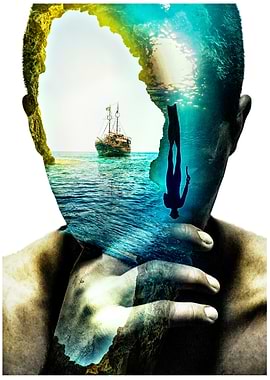 Ocean Mind Double Exposure