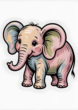 Cute Cartoon Elephant Illustration