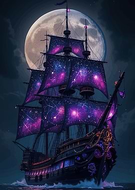 Celestial Sailboat Moonlight
