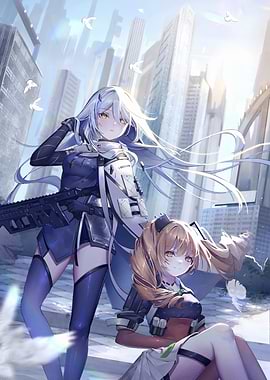 Anime Girls in Urban Landscape