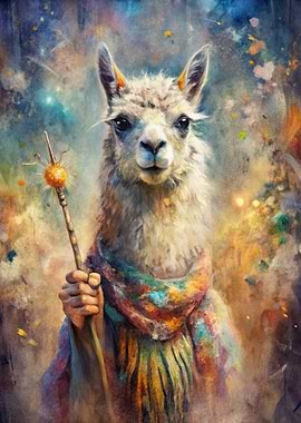 Llama Wizard with Staff