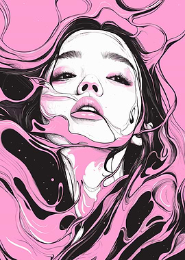 Pink and Black Vaporwave Girl