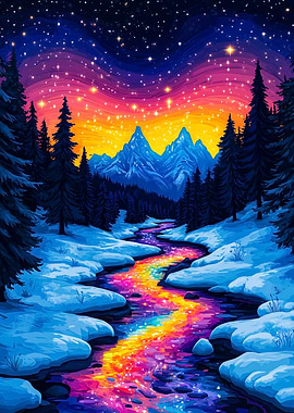 Rainbow River Winter Landscape