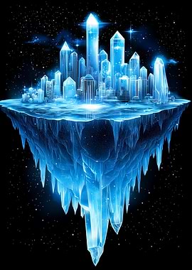 Floating Crystal City in Space