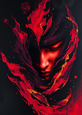 Red and Black Abstract Portrait
