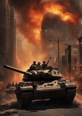 Tanks War-Torn Cityscape