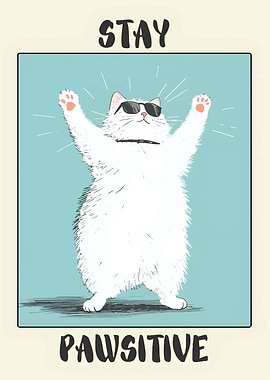 Stay Pawsitive Cat Art