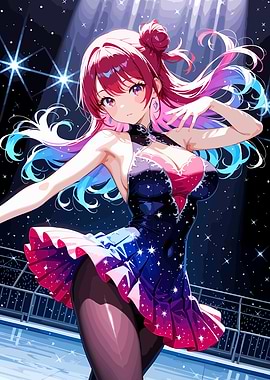 Anime Girl in Starry Dress