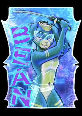 Cyberpunk Bunny Warrior with Katana