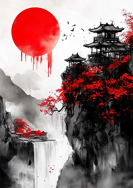 Japanese Landscape Waterfall