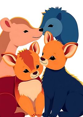Cartoon Animal Family Portrait