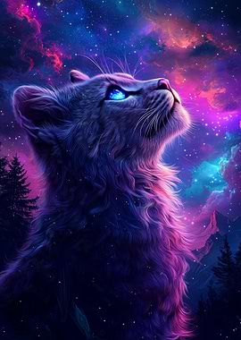 Cosmic Cat Gazing at the Stars