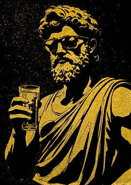 Statue with Sunglasses and a Drink