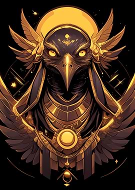 Golden Bird Deity Illustration