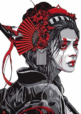 Geisha with Red Accents