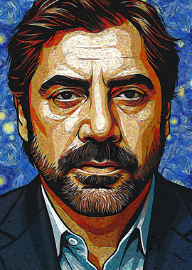 Javier Bardem Portrait Van Gogh Style