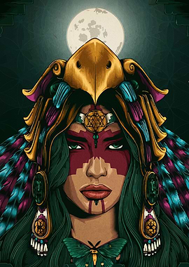 Aztec Woman with Eagle Headdress