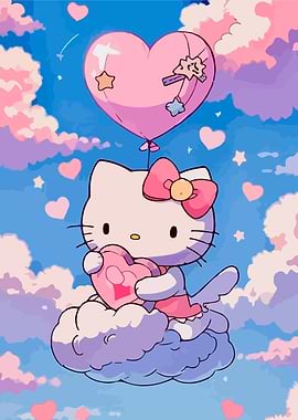 Hello Kitty Heart Balloon Sky