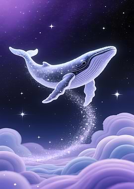 Celestial Whale in Starry Sky