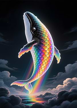 Rainbow Whale in the Sky