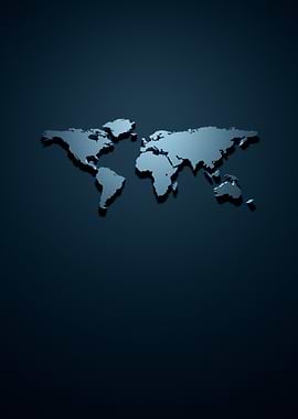 World Map on Dark Blue Background