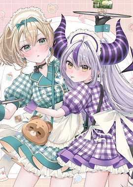 Anime Girls in Checkered Maid Outfits