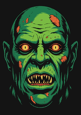 Green Zombie Face Illustration