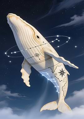 Celestial Whale in Starry Sky