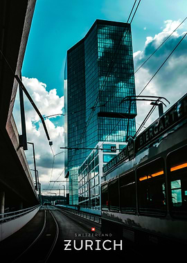 Zurich Cityscape with Tram and Tower