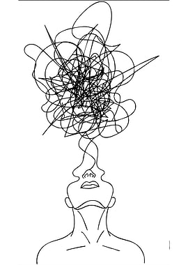 Mind Clutter Line Art