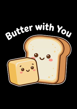 Cute Butter and Bread Cartoon