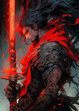 Warrior with Fiery Sword