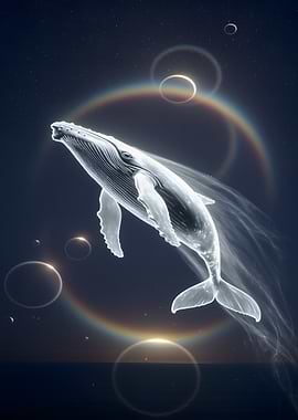 Celestial Whale in Starry Night Sky