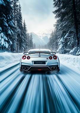 Nissan GT-R in Winter Landscape