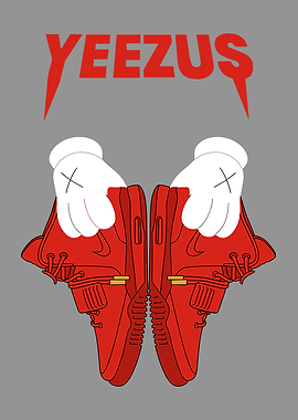 Yeezus Red Shoes Cartoon