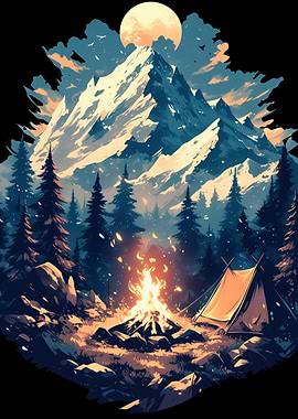 Camping Mountains at Night