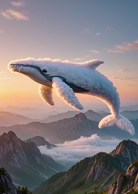 Cloud Whale Over Mountain Landscape