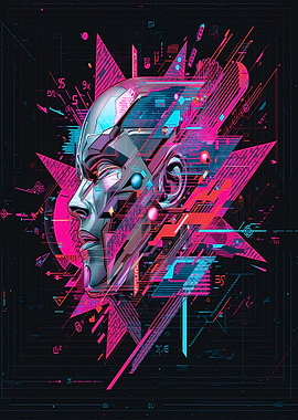 Cybernetic Head with Geometric Accents