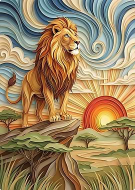 Lion King Sunrise Paper Cutout