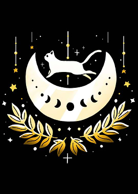 Cat on the Moon Illustration