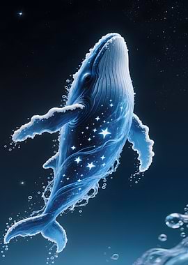 Celestial Whale in Starry Ocean