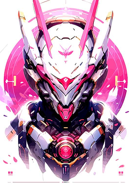 Pink and White Futuristic Robot