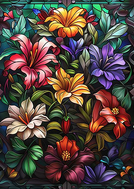 Stained Glass Floral Arrangement