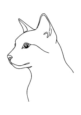 Minimalist Cat Line Art